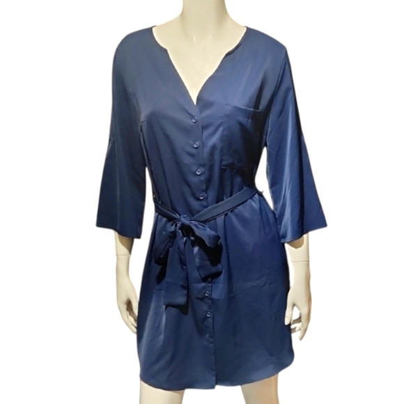 Royal Blue Lightweight Belted T Shirt Dress - Picture 1 of 5
